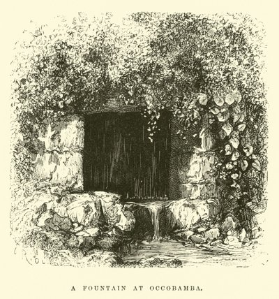 A fountain at Occobamba by Edouard Riou